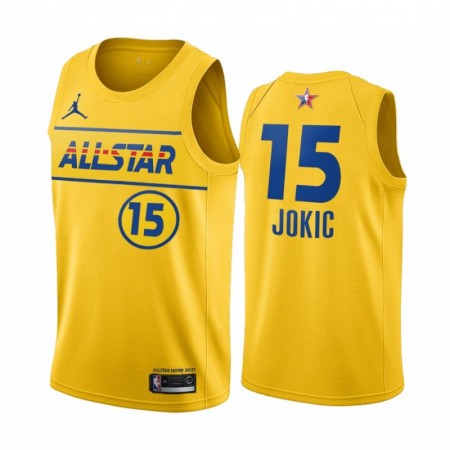 Maglia NBA Denver Nuggets Nikola Jokic 15 2021 All-Star Jordan Brand Gold Swingman - Uomo